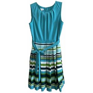 Elegant Teal Striped Dress